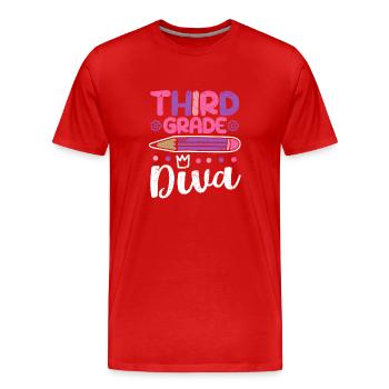 3rd Grade Diva Funny Third Grader Teacher - Men's Premium Organic T-Shirt - red - Front - Damien (186cm)