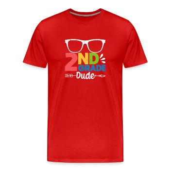 Second Grader Dude 2nd Graders Back to School - Men's Premium Organic T-Shirt - red - Front - Damien (186cm)