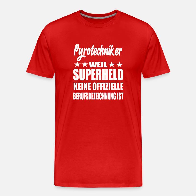 Pyrotechniker Superheld Spruch - Männer Premium Bio T-Shirt - Rot