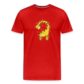 Giraffe mit krummen Hals Zoo Tierpark - Männer Premium Bio T-Shirt - Rot - Vorne - Damien (186cm)