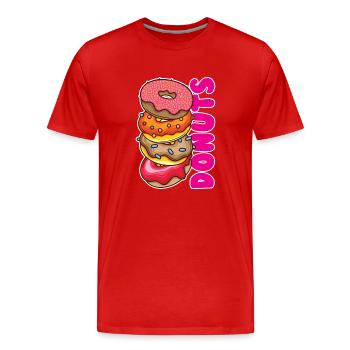 Donuts - Männer Premium Bio T-Shirt - Rot - Vorne - Damien (186cm)