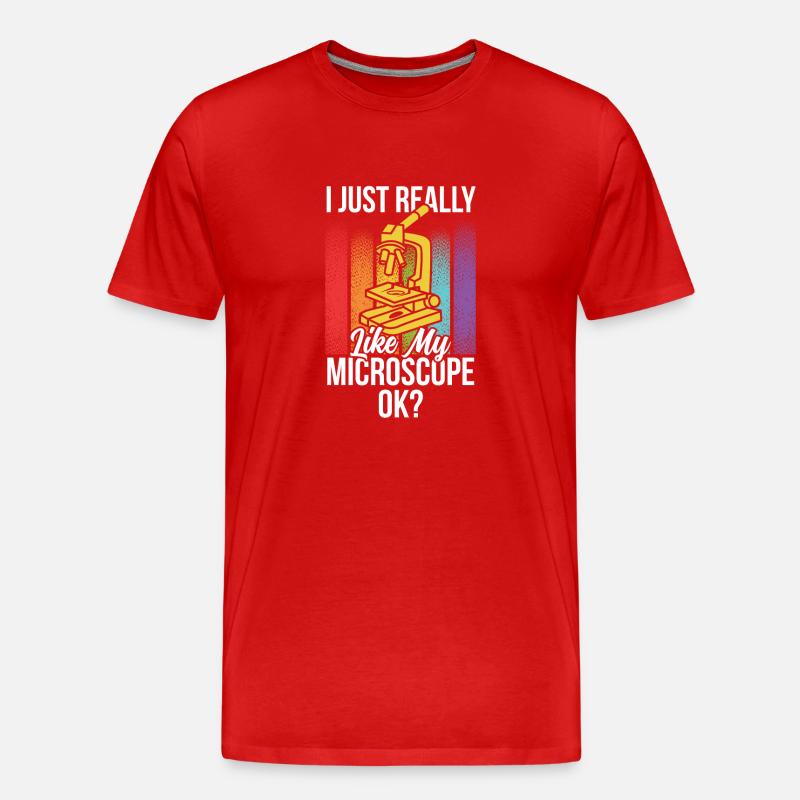 J’aime vraiment mon microscope Microscope - T-shirt bio Premium Homme - rouge