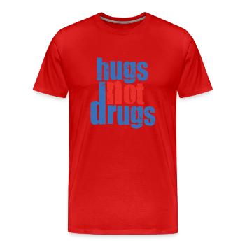 Des câlins au lieu de drogues - T-shirt bio Premium Homme - rouge - Devant - Damien (186cm)