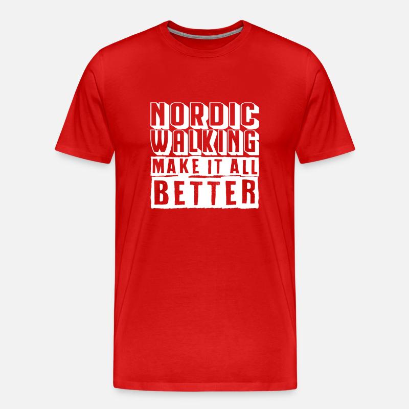 Nordic Walking - Männer Premium Bio T-Shirt - Rot