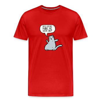 Obésité du gros chat - T-shirt bio Premium Homme - rouge - Devant - Damien (186cm)