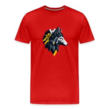 Geometric Wolf Head - Men's Premium Organic T-Shirt - red - Front - Damien (186cm)