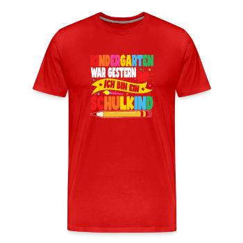 Ich bin ein Schulkind - Männer Premium Bio T-Shirt - Rot - Vorne - Damien (186cm)