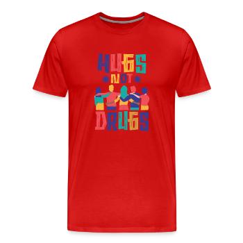Des câlins au lieu de drogues - T-shirt bio Premium Homme - rouge - Devant - Damien (186cm)