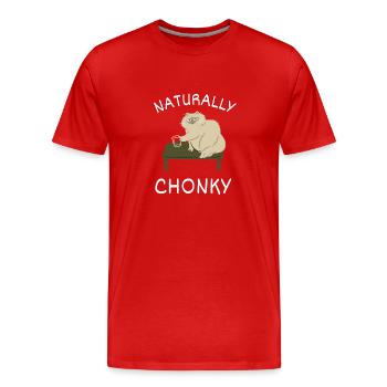 Chonk Cat Obésité - T-shirt bio Premium Homme - rouge - Devant - Damien (186cm)