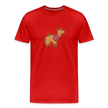 Camel Dromedary with Scarf Dromedary - Men's Premium Organic T-Shirt - red - Front - Damien (186cm)