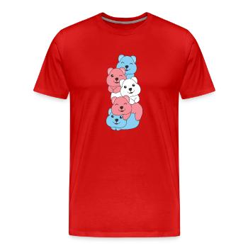 Transgender Flag Pride LGBTQ Cute Quokka Stack - T-shirt bio Premium Homme - rouge - Devant - Damien (186cm)