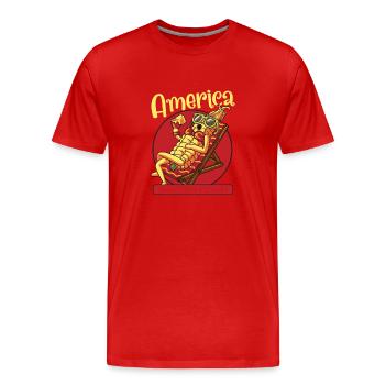 Drôle d’agriculteur Drôle de tracteur agricole Vie à la campagne - T-shirt bio Premium Homme - rouge - Devant - Damien (186cm)