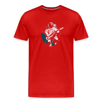 Astronaut rockt mit Gitarre - Männer Premium Bio T-Shirt - Rot - Vorne - Damien (186cm)