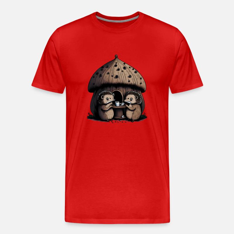 Igel Teeparty Pilz Startseite - Männer Premium Bio T-Shirt - Rot
