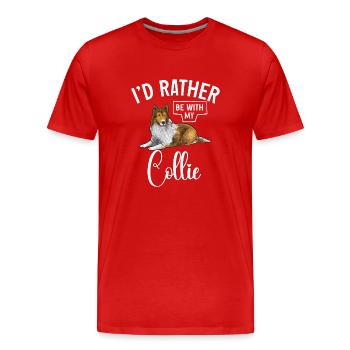 Longhair Collie Rough Collie Dog - Men's Premium Organic T-Shirt - red - Front - Damien (186cm)