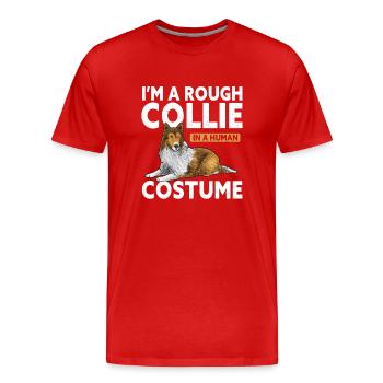 Longhair Collie Rough Collie Dog - Men's Premium Organic T-Shirt - red - Front - Damien (186cm)