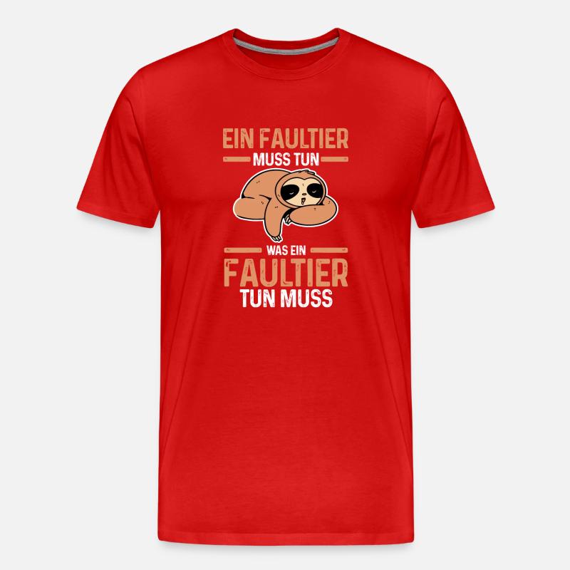 Faultier - Männer Premium Bio T-Shirt - Rot