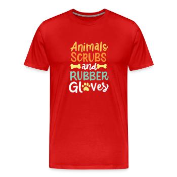 Tiere, Kittel und Gummihandschuhe Vet Veterinärmed - Männer Premium Bio T-Shirt - Rot - Vorne - Damien (186cm)