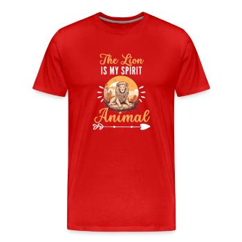 Prédateur animal africain drôle cadeau Lion - T-shirt bio Premium Homme - rouge - Devant - Damien (186cm)
