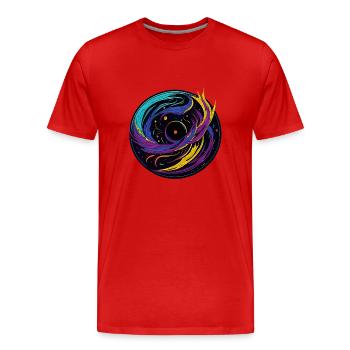 Galactic Vinyl Record - Men's Premium Organic T-Shirt - red - Front - Damien (186cm)