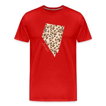 Carte du modèle de léopard du Nevada Lion - T-shirt bio Premium Homme - rouge - Devant - Damien (186cm)