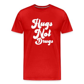 Des câlins au lieu de drogues - T-shirt bio Premium Homme - rouge - Devant - Damien (186cm)