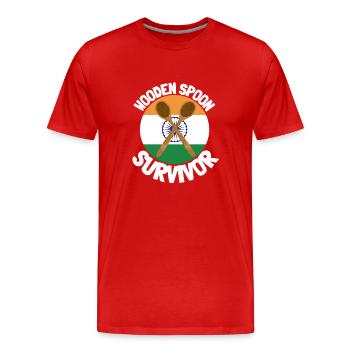 J’ai survécu à la cuillère de bois - Parenting - T-shirt bio Premium Homme - rouge - Devant - Damien (186cm)
