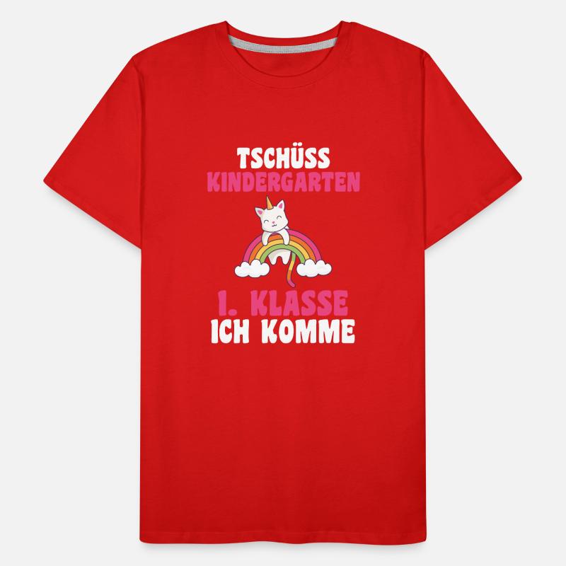 Schulkind Schulbeginn einhorn Katze Einschulung Männer Premium Bio T-Shirt
