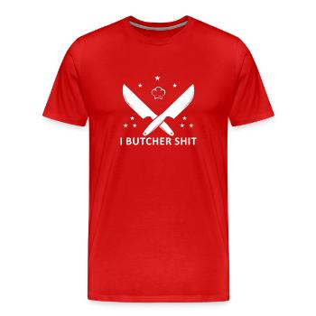 Butcher, Butcher, Meat, Meat Cutter - Men's Premium Organic T-Shirt - red - Front - Damien (186cm)