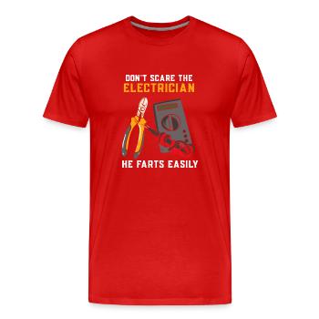 Erschrecken Sie den Elektriker nicht - Männer Premium Bio T-Shirt - Rot - Vorne - Damien (186cm)