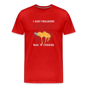 Macaroni au fromage Mac au fromage et cadeau au fromage - T-shirt bio Premium Homme - rouge - Devant - Damien (186cm)