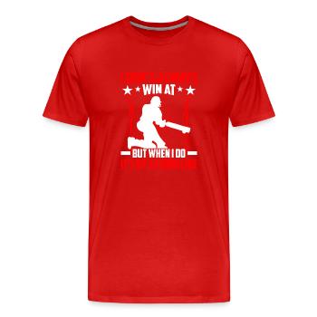 I win with a landslide - Men's Premium Organic T-Shirt - red - Front - Damien (186cm)