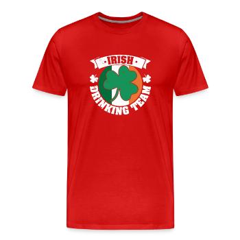 Origine irlandaise Irlande Flag Shamrock Green - T-shirt bio Premium Homme - rouge - Devant - Damien (186cm)