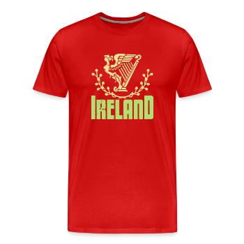 Irish Green Flag Ireland Shamrock Irish - Men's Premium Organic T-Shirt - red - Front - Damien (186cm)