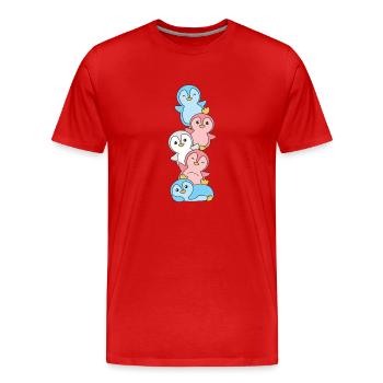Transgender Flag Pride LGBTQ Cute Penguin Stack - T-shirt bio Premium Homme - rouge - Devant - Damien (186cm)