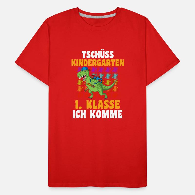 Schulkind Erste Klasse Schulbeginn Dinosaurier Ein Männer Premium Bio T-Shirt