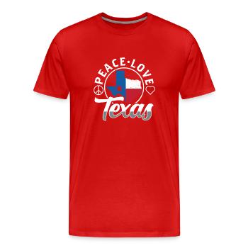 Peace Love Texas Pride Texan Texan - Men's Premium Organic T-Shirt - red - Front - Damien (186cm)