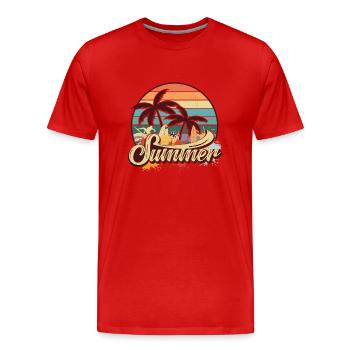 Sommer Urlaub Vintage Palmen Rente - Männer Premium Bio T-Shirt - Rot - Vorne - Damien (186cm)