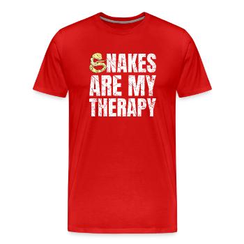 Snakes Are My Therapy Schlangenbesitzer - Männer Premium Bio T-Shirt - Rot - Vorne - Damien (186cm)