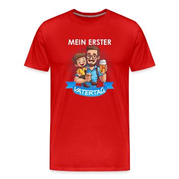 Mein erster Vatertag - Männer Premium Bio T-Shirt - Rot - Vorne - Damien (186cm)