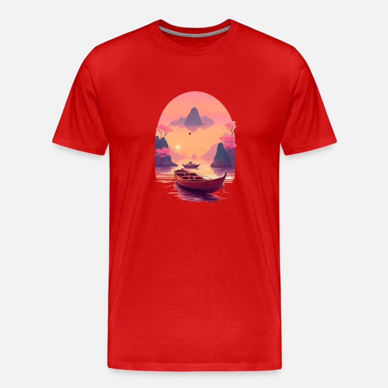 Sunset Serenade, Ninh Binh - Männer Premium Bio T-Shirt - Rot