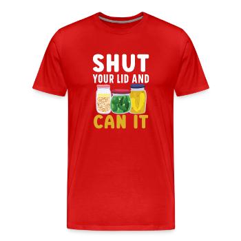 Fermez le couvercle et mettez-le dans la boîte de conserve Konser - T-shirt bio Premium Homme - rouge - Devant - Damien (186cm)