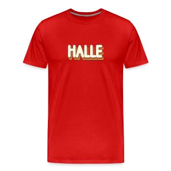 Hallenserin Hallenser Halle - Männer Premium Bio T-Shirt - Rot - Vorne - Damien (186cm)