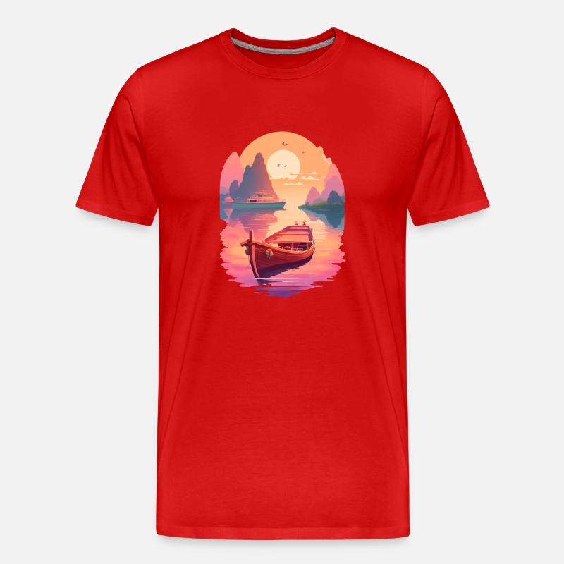 Sunset Serenade, Ninh Binh - Männer Premium Bio T-Shirt - Rot