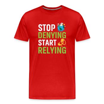 Arrêtez de nier Commencer à compter - T-shirt bio Premium Homme - rouge - Devant - Damien (186cm)