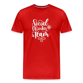 Équipe de travailleurs sociaux Travail social Travail social - T-shirt bio Premium Homme - rouge - Devant - Damien (186cm)