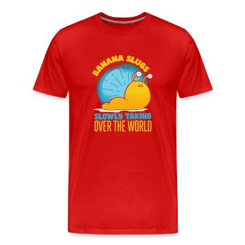 Funny Banana Slug - Men's Premium Organic T-Shirt - red - Front - Damien (186cm)