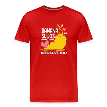Banana Slugs Need Love Too - Men's Premium Organic T-Shirt - red - Front - Damien (186cm)