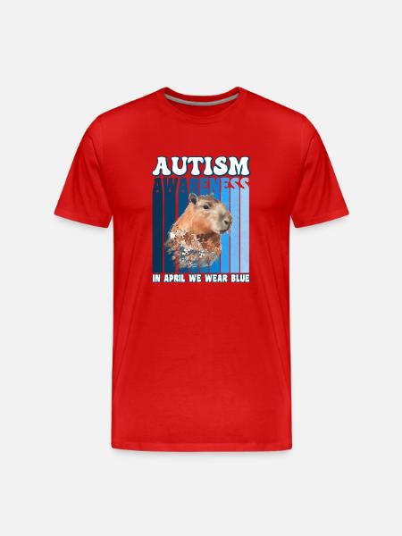 Capybara Autism Awareness - Men's Premium Organic T-Shirt - red