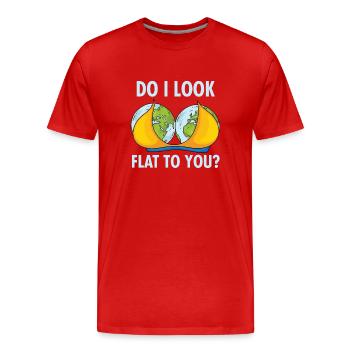 Est-ce que je te regarde à plat drôle Science de la Terre plate - T-shirt bio Premium Homme - rouge - Devant - Damien (186cm)